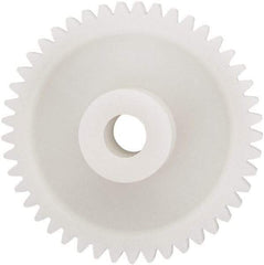 Made in USA - 24 Pitch, 1-7/8" Pitch Diam, 1.958" OD, 45 Tooth Spur Gear - 1/4" Face Width, 5/16" Bore Diam, 43/64" Hub Diam, 20° Pressure Angle, Acetal - Caliber Tooling