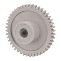 Made in USA - 32 Pitch, 1-3/8" Pitch Diam, 1-7/16" OD, 44 Tooth Spur Gear - 3/16" Face Width, 1/4" Bore Diam, 39/64" Hub Diam, 20° Pressure Angle, Acetal - Caliber Tooling