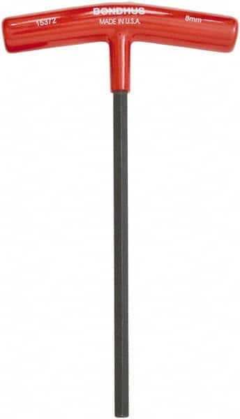 Bondhus - 8mm Hex, T-Handle Cushion Grip, Hex Key - 229mm OAL, Metric System of Measurement - Caliber Tooling