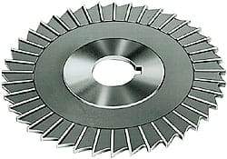 Made in USA - 4" Blade Diam x 1/4" Blade Thickness, 1-1/4" Hole, 36 Teeth, High Speed Steel Side Chip Saw - Straight Tooth, Arbor Connection, Right Hand Cut, Uncoated, with Keyway - Caliber Tooling