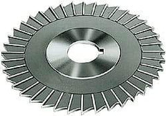 Made in USA - 5" Blade Diam x 1/4" Blade Thickness, 1" Hole, 40 Teeth, High Speed Steel Side Chip Saw - Straight Tooth, Arbor Connection, Right Hand Cut, Uncoated, with Keyway - Caliber Tooling