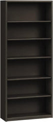 Hon - 6 Shelf, 81-1/8" High x 34-1/2" Wide Bookcase - 12-5/8" Deep, Steel, Charcoal - Caliber Tooling