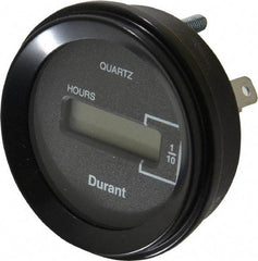 Durant - Supertwist LCD Display Hour Meter - 58.4mm High, 12VDC-60VAC Voltage, Solid State Hourmeter Round - Caliber Tooling