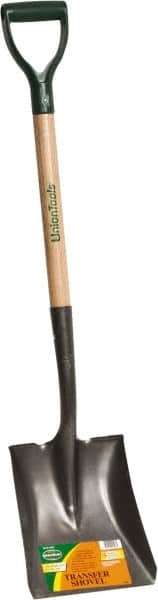 UnionTools - 11-1/2" High x 8-5/8" Wide Square Steel Shovel - 28" Long Wood D-Grip Handle, Front Turned - Caliber Tooling