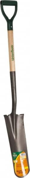 UnionTools - 16" High x 6" Wide Tapered Steel Spade - 27" Long Wood D-Grip Handle, Front Turned - Caliber Tooling