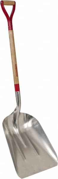 Razor-Back - 19-3/4" High x 15-1/4" Wide Square Aluminum Shovel - 36" Long Wood D-Grip Handle - Caliber Tooling