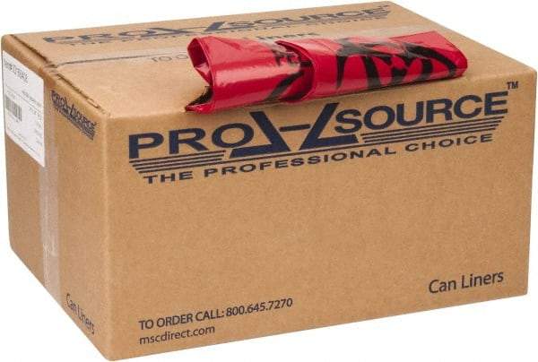 PRO-SOURCE - 10 Gal Capacity, Red, Low-Density Polyethylene, Hazardous Waste Bag - 1.2 mil Thick x 24" Wide x 24" High, Flat Pack - Caliber Tooling