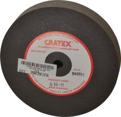 Cratex - 6" Diam x 1/2" Hole x 1" Thick, Surface Grinding Wheel - Silicon Carbide, Medium Grade, 3,600 Max RPM, Rubber Bond, No Recess - Caliber Tooling