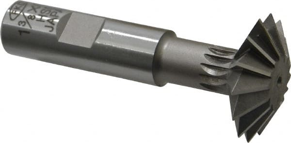 Interstate - 1-3/8° 1-3/8" Cut Diam, 7/16" Cut Width, 5/8" Shank, High Speed Steel Double-Angle Cutter - Caliber Tooling