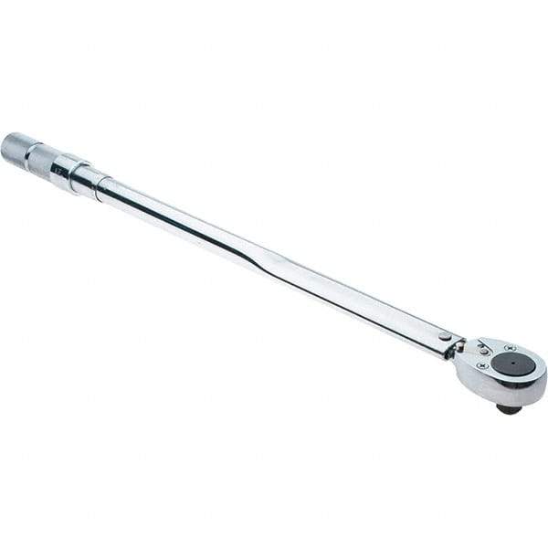 Proto - 3/4" Drive Micrometer Type Ratchet Head Torque Wrench - 142 N/m to 428 N/m Torque, 32-23/32" OAL, 1.7 N/m Graduation, Ratchet Head - Caliber Tooling