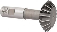 Interstate - 2-1/4° 2-1/4" Cut Diam, 3/4" Cut Width, 7/8" Shank, High Speed Steel Double-Angle Cutter - Caliber Tooling