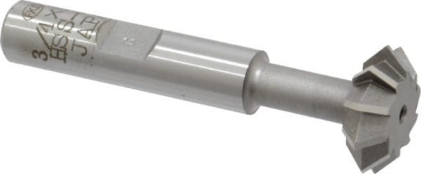 Interstate - 3/4° 3/4" Cut Diam, 1/4" Cut Width, 3/8" Shank, Cobalt Double-Angle Cutter - Caliber Tooling