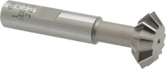 Interstate - 1° 1" Cut Diam, 3/8" Cut Width, 1/2" Shank, Cobalt Double-Angle Cutter - Caliber Tooling