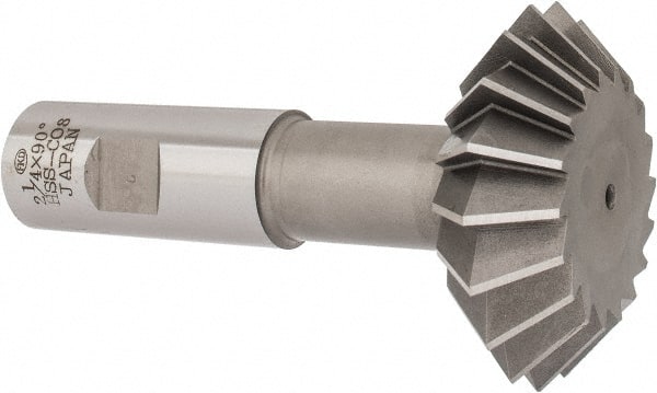 Interstate - 2-1/4° 2-1/4" Cut Diam, 3/4" Cut Width, 7/8" Shank, Cobalt Double-Angle Cutter - Caliber Tooling