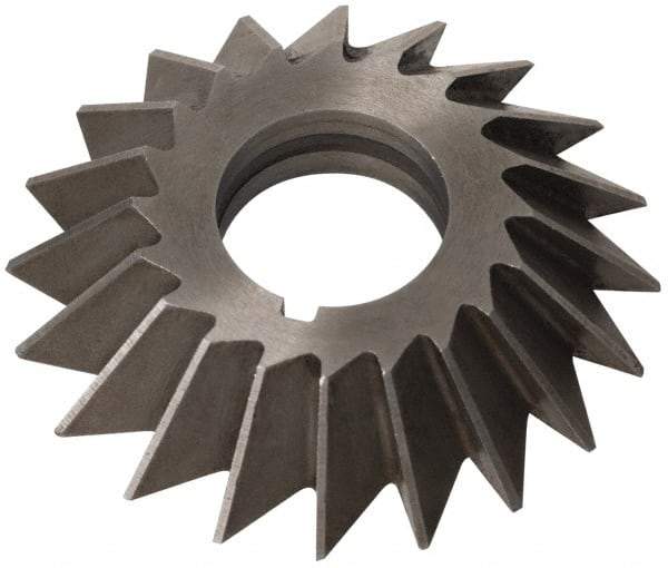 Value Collection - 5" Diam x 3/4" Width of Cut, 45° Included Angle, Arbor Connection, High Speed Steel Single Angle Cutter - Left Hand Cut, Uncoated - Caliber Tooling