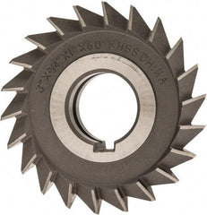 Value Collection - 3" Diam x 3/4" Width of Cut, 60° Included Angle, Arbor Connection, High Speed Steel Single Angle Cutter - Right Hand Cut, Oxide Finish - Caliber Tooling