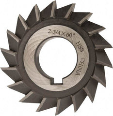 Value Collection - 2-3/4" Diam x 1/2" Width of Cut, 60° Included Angle, Arbor Connection, High Speed Steel Single Angle Cutter - Left Hand Cut, Oxide Finish - Caliber Tooling