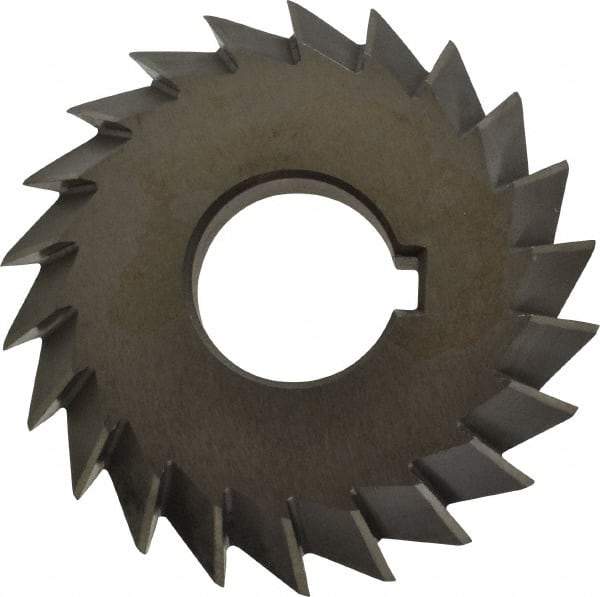 Value Collection - 3" Diam x 5/8" Width of Cut, 60° Included Angle, Arbor Connection, High Speed Steel Single Angle Cutter - Left Hand Cut, Uncoated - Caliber Tooling