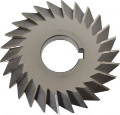 Value Collection - 4° 4" Cut Diam, 1/2" Cut Width, 1-1/4" Arbor, High Speed Steel Double-Angle Cutter - Caliber Tooling