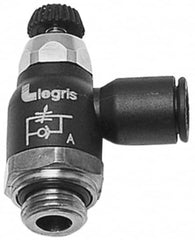 Legris - 12mm Tube OD x 3/8 Male BSPP Compact Meter Out Flow Control Valve - 14.5 to 145 psi, Nylon - Caliber Tooling