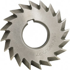 Made in USA - 4° 4" Cut Diam, 1/2" Cut Width, 1-1/4" Arbor, High Speed Steel Double-Angle Cutter - Caliber Tooling