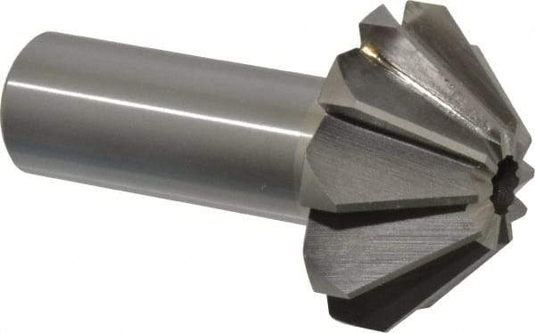 Interstate - 1-5/8" Large x 5/8" Small Diam, 11/16" Width of Cut, 90° Included Angle, High Speed Steel Face Angle Cutter - 3/4" Shank Diam, 2-11/16" Overall Length, Weldon Flat - Caliber Tooling