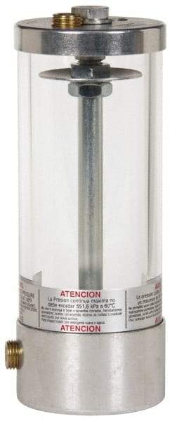 LDI Industries - 1 Outlet, Polymer Bowl, 2,802.19 Cu. cm Air-Operated Oil Reservoir - 3/8 NPTF Outlet, 3-1/2" Diam x 27-1/64" High, 60°C Max - Caliber Tooling