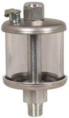 LDI Industries - 1 Outlet, Polymer Bowl, 0.47 L No Flow Control Oil Reservoir - 1/4-18 NPTF Outlet, 3-1/2" Diam x 6-3/8" High, 60°C Max - Caliber Tooling