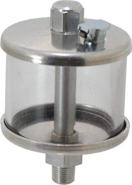 LDI Industries - 1 Outlet, Polymer Bowl, 51.8 mL No Flow Control Oil Reservoir - 1/8 NPTF Outlet, 2" Diam x 3-1/8" High, 60°C Max - Caliber Tooling