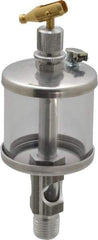 LDI Industries - 1 Outlet, Polymer Bowl, 44.4 mL Manual-Adjustable Oil Reservoir - 1/4 NPTF Outlet, 1-3/4" Diam x 5-3/8" High, 71.11°C Max - Caliber Tooling