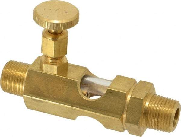 LDI Industries - 3/8 Outlet Thread, 3/8 Inlet Thread, Brass, Straight Valve, Oil Reservoir Needle Valve - 1 Outlet, MNPTF Inlet Thread, MNPTF Outlet Thread - Caliber Tooling