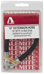 Alemite - 12" Long, 6,000 psi Operating Pressure, Thermoplastic Grease Gun Hose - 1/8 NPTF, 12,000 psi Burst Pressure - Caliber Tooling