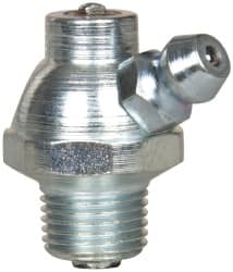 Alemite - 60° Head Angle, 1/8 PTF PVC Shut-Off Grease Fitting - 5/8" Hex, 1" Overall Height, 17/64" Shank Length, Zinc Plated Finish - Caliber Tooling