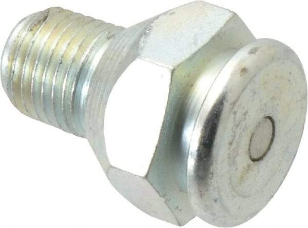 Alemite - Straight Head Angle, 1/4 NPTF Button-Head Grease Fitting - 7/8" Hex, 1-1/4" Overall Height, 1/2" Shank Length, 15,000 Operating psi, Zinc Plated Finish - Caliber Tooling