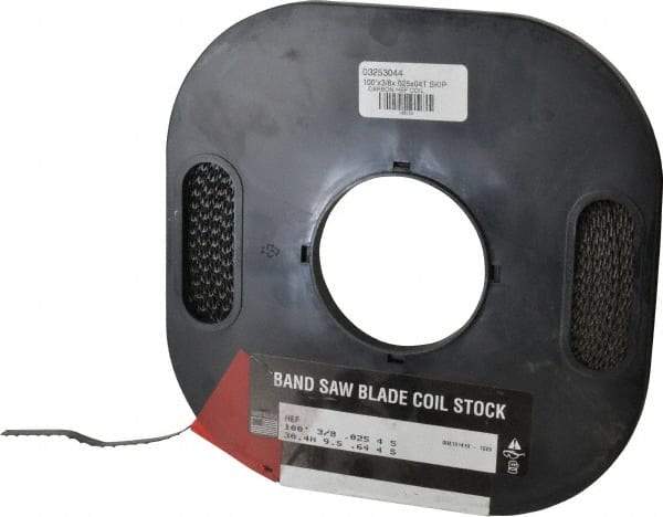 M.K. MORSE - 3/8" x 100' x 0.025" Carbon Steel Band Saw Blade Coil Stock - 4 TPI, Toothed Edge, Skip Form, Raker Set, Flexible Back, Constant Pitch, - Caliber Tooling