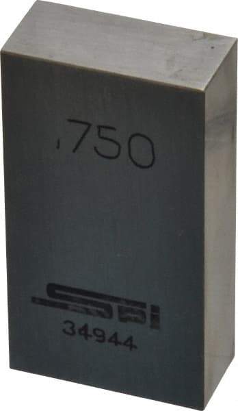 SPI - 0.75" Rectangular Steel Gage Block - Accuracy Grade 0, Includes NIST Traceability Certification - Caliber Tooling