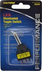 Gardner Bender - 2 Position, 12 Volt, 16 Amp, 1/2 Hole Diam, Red LED Glow Dot Toggle Switch - On Off Sequence, 1 Switch, Black - Caliber Tooling