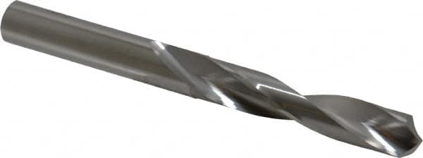 SGS - 7/16" 118° Solid Carbide Jobber Drill - Bright Finish, Right Hand Cut, Spiral Flute, Straight Shank, 4-1/2" OAL, Faceted Point - Caliber Tooling