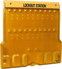 Master Lock - 1 Piece, Empty Polycarbonate Padlock Station - 22 Inch Wide x 22 Inch High x 1-3/4 Inch Deep, Black on Yellow, Covered - Caliber Tooling