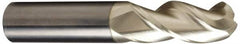 Accupro - 25mm Diam, 38mm LOC, 3 Flute Solid Carbide Ball End Mill - ZrN Finish, Single End, 100mm OAL, 25mm Shank Diam, Spiral Flute - Caliber Tooling