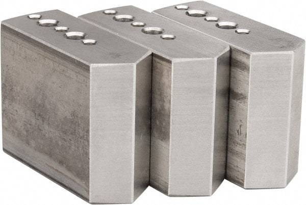 Northfield - 4" & Up Chuck Capacity, Northfield Air Style Attachment, Square Soft Lathe Chuck Jaw - 3 Jaws, Aluminum, 1.895mm Long x 3/4" Wide x 1-1/2" High - Caliber Tooling