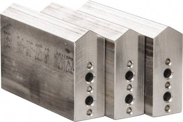 Northfield - 4" & Up Chuck Capacity, Northfield Air Style Attachment, Square Soft Lathe Chuck Jaw - 3 Jaws, Aluminum, 1.895mm Long x 3/4" Wide x 3" High - Caliber Tooling