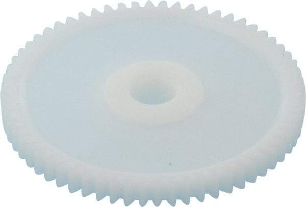 Made in USA - 32 Pitch, 2" Pitch Diam, 2-1/16" OD, 64 Tooth Spur Gear - 3/16" Face Width, 5/16" Bore Diam, 43/64" Hub Diam, 20° Pressure Angle, Acetal - Caliber Tooling