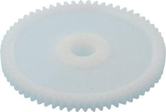 Made in USA - 32 Pitch, 2" Pitch Diam, 2-1/16" OD, 64 Tooth Spur Gear - 3/16" Face Width, 5/16" Bore Diam, 43/64" Hub Diam, 20° Pressure Angle, Acetal - Caliber Tooling