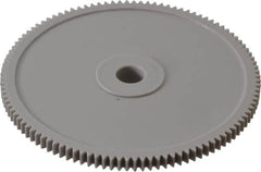 Made in USA - 48 Pitch, 2-1/4" Pitch Diam, 2.292" OD, 108 Tooth Spur Gear - 1/8" Face Width, 1/4" Bore Diam, 39/64" Hub Diam, 20° Pressure Angle, Acetal - Caliber Tooling