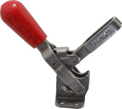 De-Sta-Co - 250 Lb Holding Capacity, Vertical Handle, Manual Hold Down Toggle Clamp - 65° Handle Movement, 105° Bar Opening, U-Bar, Flanged Base, Electro-Plated Zinc, Stainless Steel - Caliber Tooling