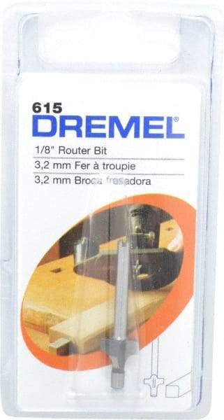 Dremel - 1/8" Diam, 1.2" Overall Length, High Speed Steel, Round-Over, Edge Profile Router Bit - 1/8" Shank Diam x 0.4" Shank Length, Uncoated - Caliber Tooling