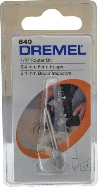 Dremel - 1/4" Diam, 1.2" Overall Length, High Speed Steel, V-Groove, Edge Profile Router Bit - 1/8" Shank Diam x 0.4" Shank Length, Uncoated - Caliber Tooling