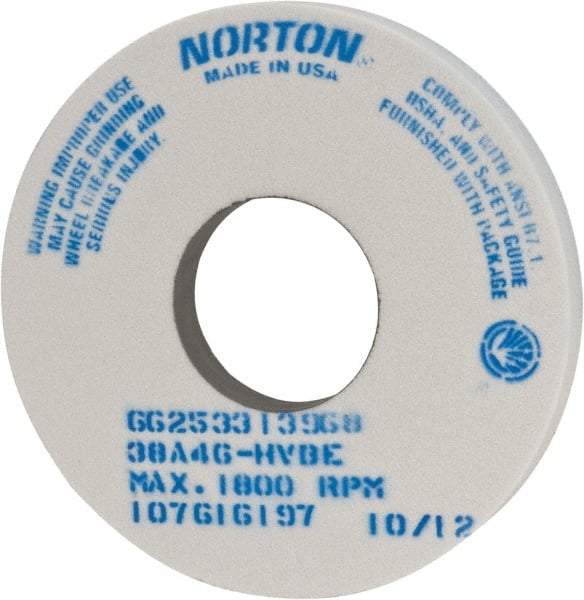 Norton - 14" Diam x 5" Hole x 1-1/2" Thick, H Hardness, 46 Grit Surface Grinding Wheel - Aluminum Oxide, Type 1, Coarse Grade, 1,800 Max RPM, Vitrified Bond, No Recess - Caliber Tooling