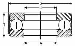 INA Bearing - 1-13/16" Inside x 3-3/32" Outside Diam, 13/16" Thick, Steel Ball Thrust Bearing - 26,500 Lbs. Static Capacity, 10,600 Max Pressure x Velocity - Caliber Tooling